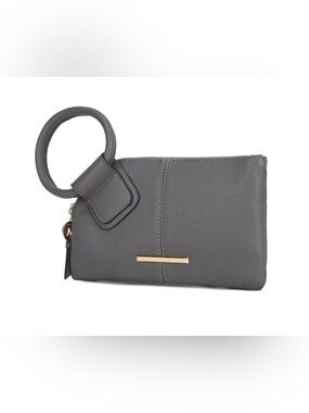 Mia K Collection Simone Wristlet Charcoal Gray Vegan Leather